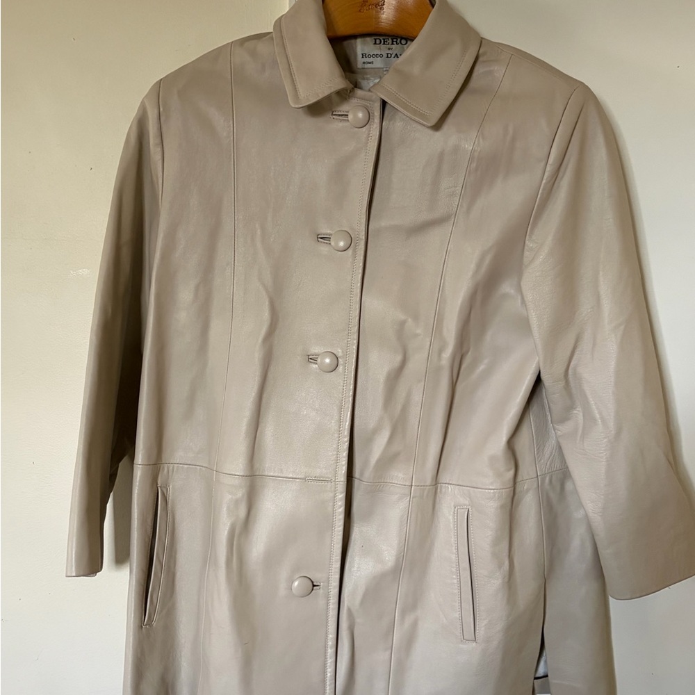 Rocco D'Amelio Taupe Leather Button-Front Coat